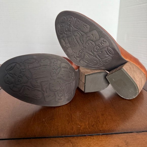 Korks Women's Leather Ankle Boots Brown Side Zip Block Heel Size 6M - Picture 5 of 7